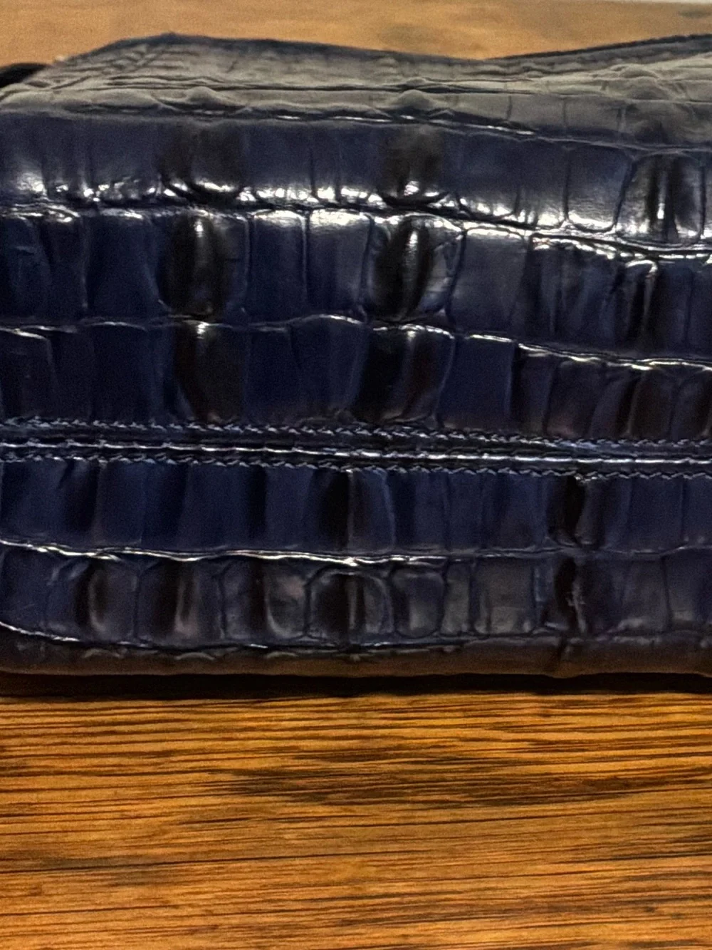 Brahmin Navy/Black Croc-Embossed Leather Crossbody